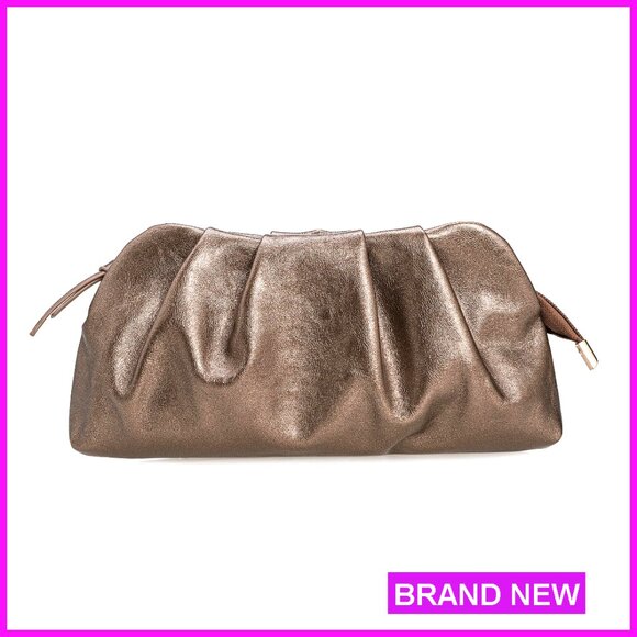 Vegan Leather Clutch Purse Elegant Formal Evening Bag with Detachable Chain